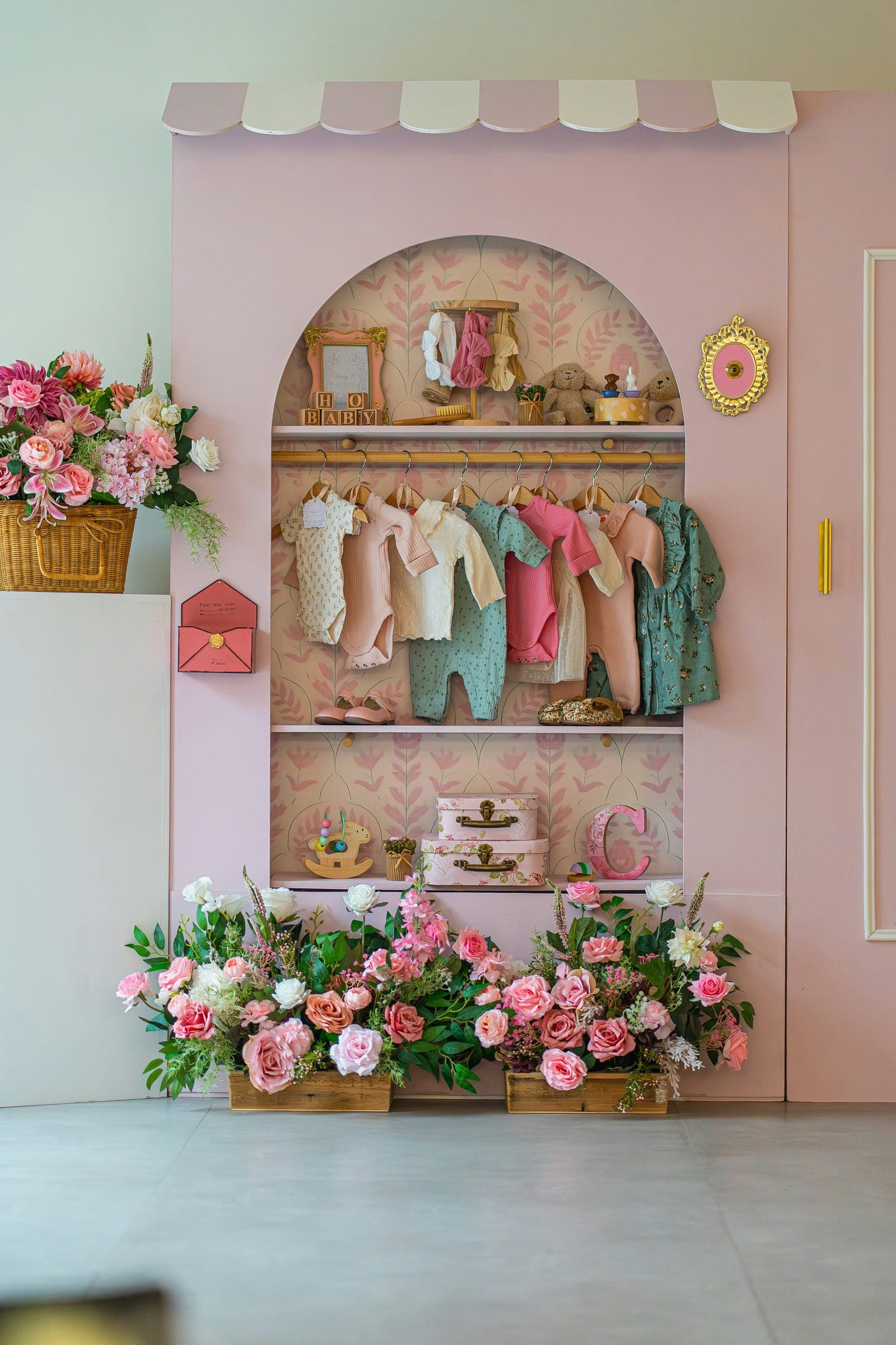 Rincón decorado para un baby shower